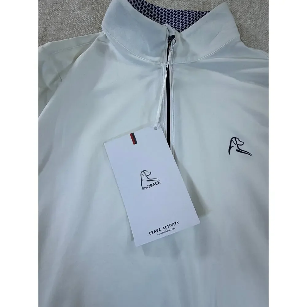 NWT Rhoback Women Large White Performance Quarter Zip Long Sleeve Golf Pullover